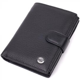Купить - Солидный мужской бумажник из натуральной кожи ST Leather 22467 Черный, фото , характеристики, отзывы