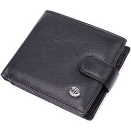 Купить - Бумажник мужской среднего размера из натуральной кожи ST Leather 22473 Черный, фото , характеристики, отзывы