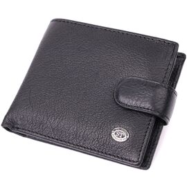 Купить - Мужской горизонтальный бумажник среднего размера из натуральной кожи ST Leather 22484 Черный, фото , характеристики, отзывы