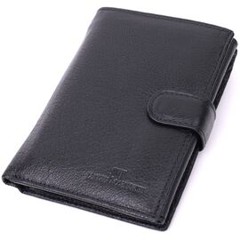 Купить - Вместительный мужской бумажник с блоком под документы из натуральной кожи ST Leather 22491 Черный, фото , характеристики, отзывы