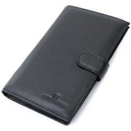 Купить Универсальный мужской бумажник для денег и документов из натуральной кожи ST Leather 22735 Черный, фото , характеристики, отзывы
