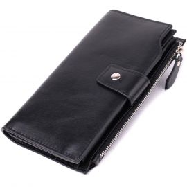 Купить Вертикальный стильный кошелек из гладкой натуральной кожи Vintage 22885 Черный, фото , характеристики, отзывы