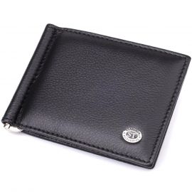 Купить Мужской кошелек с металлическим зажимом из натуральной кожи ST Leather 23092 Черный, фото , характеристики, отзывы