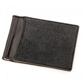 Купить Зажим для денег STINGRAY LEATHER 18293 из натуральной кожи морского ската Черный, фото , характеристики, отзывы