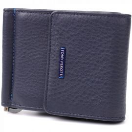 Купить Вертикальный мужской зажим из зернистой натуральной кожи Tony Perotti 20862_1 (3595 navy) Синий, фото , характеристики, отзывы