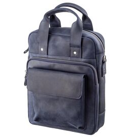 Придбати Стильна сумка під А4 вертикального формату в матовою шкірі 11170 SHVIGEL, Синя, image , характеристики, відгуки