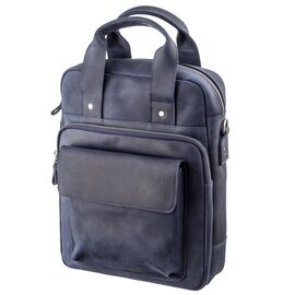 Купить - Стильная сумка под А4 вертикального формата в матовой коже 11170 SHVIGEL, Синяя, Синий, фото , характеристики, отзывы