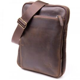 Купить - Оригинальная сумка с накладным карманом на молнии в матовой коже 11280 SHVIGEL, Коричневая, фото , характеристики, отзывы