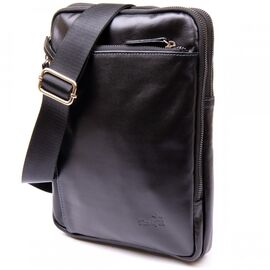 Купить - Мужская сумка планшет с накладным карманом на молнии в гладкой коже 11281 SHVIGEL, Черная, фото , характеристики, отзывы