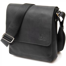 Купить - Практичная кожаная мужская сумка GRANDE PELLE 11431 Черный, фото , характеристики, отзывы