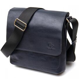 Купить Практичная кожаная мужская сумка-мессенджер GRANDE PELLE 11433 Темно-синий, фото , характеристики, отзывы