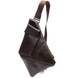 Купить - Стильная мужская сумка на плече из натуральной кожи GRANDE PELLE 11669 Коричневая, фото , характеристики, отзывы