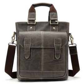 Купить - Вертикальная мужская кожаная сумка Vintage 14818 Серая, фото , характеристики, отзывы
