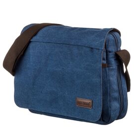 Текстильная сумка для ноутбука 13 дюймов через плечо Vintage 20189 Синяя, фото 