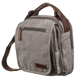 Придбати - Універсальна текстильна чоловіча сумка на два відділення Vintage 20198 Сіра, image , характеристики, відгуки