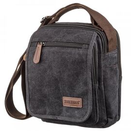 Купить - Универсальная текстильная мужская сумка на два отделения Vintage 20199 Черная, фото , характеристики, отзывы