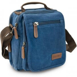Купить Универсальная текстильная мужская сумка на два отделения Vintage 20201 Синяя, фото , характеристики, отзывы