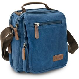 Купить - Универсальная текстильная мужская сумка на два отделения Vintage 20201 Синяя, фото , характеристики, отзывы