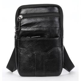 Придбати Невелика шкіряна поясна сумка Vintage 20359 Чорний, image , характеристики, відгуки