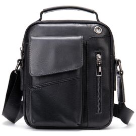 Купить Вертикальная мужская сумка в плотной коже Vintage 20366 Черная, фото , характеристики, отзывы