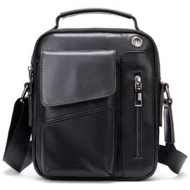Купить - Вертикальная мужская сумка в плотной коже Vintage 20366 Черная, фото , характеристики, отзывы