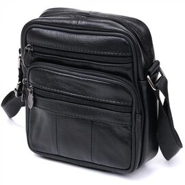 Купить - Кожаная небольшая мужская сумка Vintage 20370 Черный, фото , характеристики, отзывы