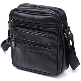 Кожаная небольшая мужская сумка Vintage 20370 Черный, фото 