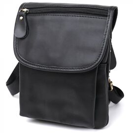 Придбати Шкіряна невелика чоловіча сумка через плече Vintage 20467 Чорний, image , характеристики, відгуки