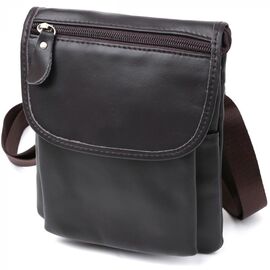 Придбати Шкіряна компактна чоловіча сумка через плече Vintage 20468 Коричневий, image , характеристики, відгуки