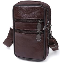 Купить - Кожаная сумка на пояс Vintage 20471 Коричневый, фото , характеристики, отзывы