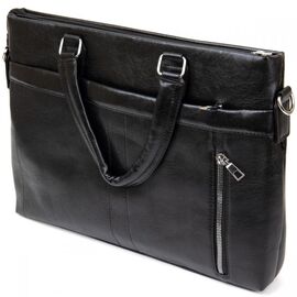 Придбати Ділова сумка кожзам Vintage 20516 Чорна, image , характеристики, відгуки