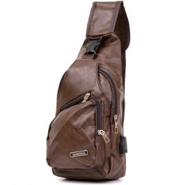 Купить Сумка кросс боди с эмблемой из кожзама Vintage 20569 Коричневая, фото , характеристики, отзывы