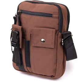 Купить - Универсальная текстильная мужская сумка на два отделения Vintage 20661 Коричневая, фото , характеристики, отзывы