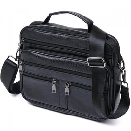 Придбати Практична шкіряна чоловіча сумка Vintage 20669 Чорний, image , характеристики, відгуки