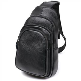 Купить - Компактная кожаная мужская сумка через плечо Vintage 20684 Черный, фото , характеристики, отзывы