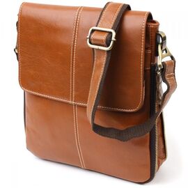 Придбати Вертикальна чоловіча сумка Vintage 20830 шкіряна Коричневий, image , характеристики, відгуки