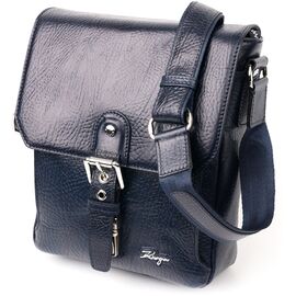 Купить - Практичная мужская сумка KARYA 20840 кожаная Синий, фото , характеристики, отзывы
