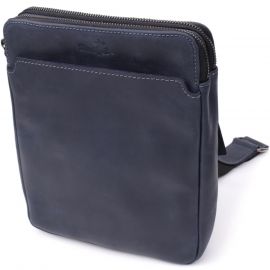 Купить Практичная мужская сумка через плечо из винтажной натуральной кожи Shvigel 20867_1 Синий, фото , характеристики, отзывы