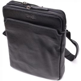 Купить Стильная мужская сумка через плечо из мелкозернистой натуральной кожи Shvigel 20869_1 Черный, фото , характеристики, отзывы