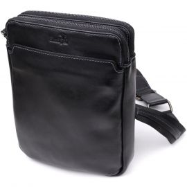 Купить Красивая мужская сумка через плечо из гладкой натуральной кожи Shvigel 20871_1 Черный, фото , характеристики, отзывы