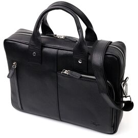 Купить - Прочная сумка-портфель из зернистой кожи KARYA 20872 Черный, фото , характеристики, отзывы