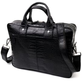Купить - Красивая мужская сумка-портфель из фактурной кожи KARYA 20873 Черный, фото , характеристики, отзывы