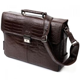 Купить Мужской портфель из фактурной кожи KARYA 20938 Коричневый, фото , характеристики, отзывы