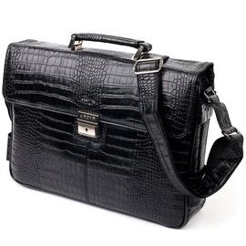 Купить - Вместительный мужской портфель KARYA 20939 кожаный Черный, фото , характеристики, отзывы