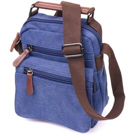 Купить - Отличная мужская сумка из плотного текстиля 21228 Vintage Синяя, фото , характеристики, отзывы