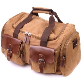 Купить Удобная дорожная сумка из плотного текстиля 21239 Vintage Коричневая, фото , характеристики, отзывы