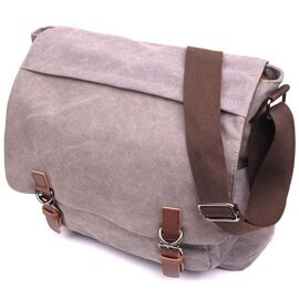 Купить Вместительная горизонтальная мужская сумка для ноутбука из текстиля 21241 Vintage Серая, фото , характеристики, отзывы
