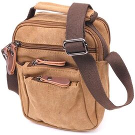 Купить Стильная мужская сумка из плотного текстиля 21245 Vintage Коричневая, фото , характеристики, отзывы