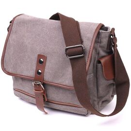 Купить Практичная горизонтальная мужская сумка из текстиля 21248 Vintage Серая, фото , характеристики, отзывы