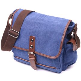 Купить - Интересная горизонтальная мужская сумка из текстиля 21250 Vintage Синяя, фото , характеристики, отзывы